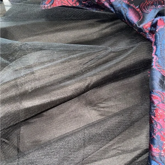 Alyce Paris Metallic Jacquard Fit & Flare Cocktail Dress Size 6 Blue & Red Prom - Picture 8 of 10